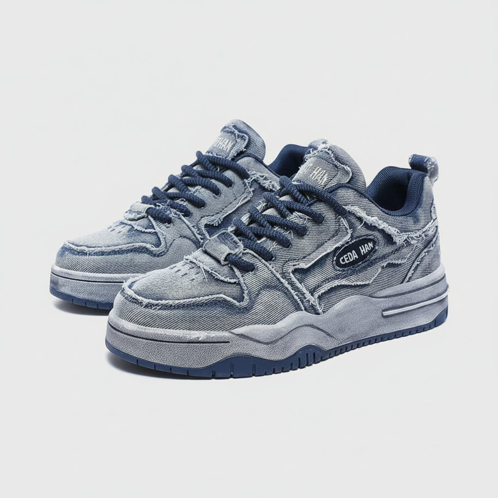 Retro Washed Denim Sneakers