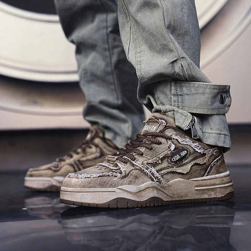 Retro Washed Denim Sneakers