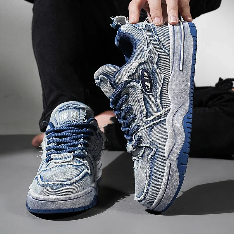 Retro Washed Denim Sneakers