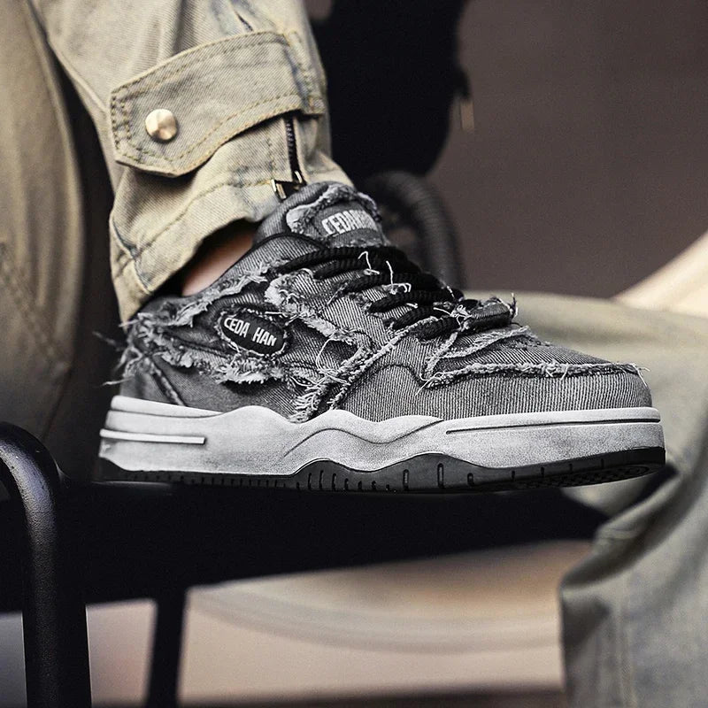 Retro Washed Denim Sneakers