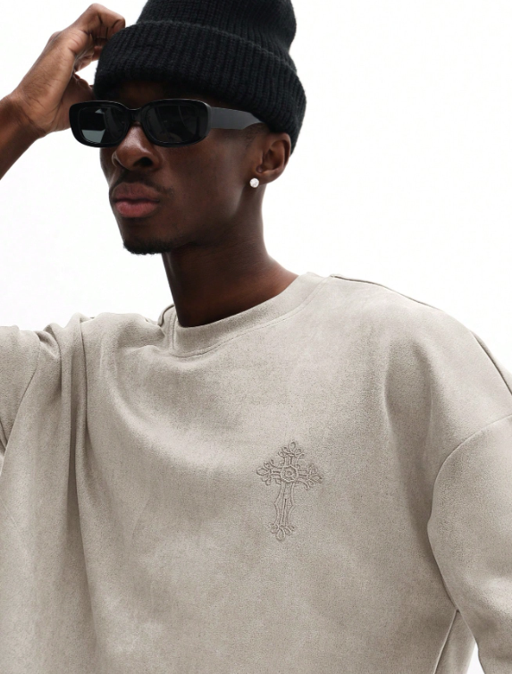 Embroidered Cross Regular Oversized