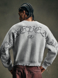 Vintage Distressed Crew Neck Pullover Sweater