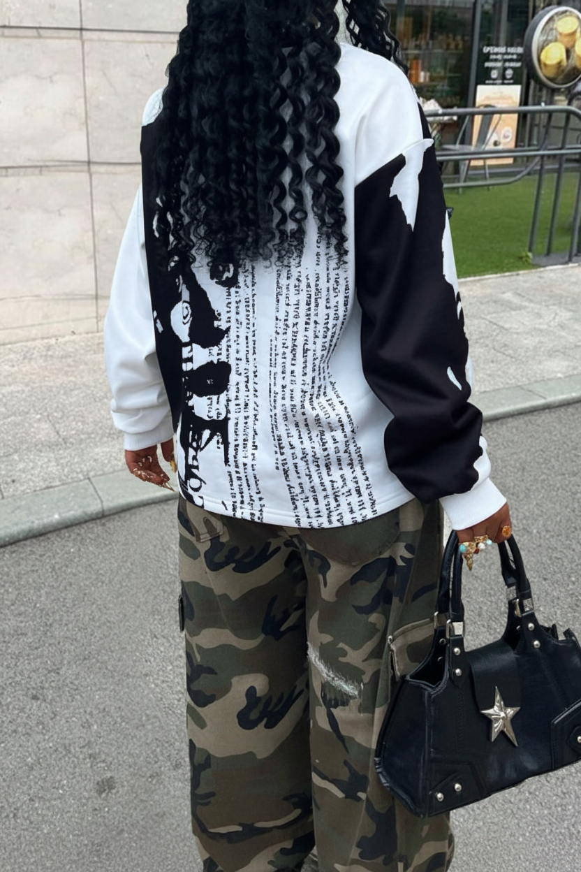 Oversized Graphic Drop Shoulder Sweatshirt
