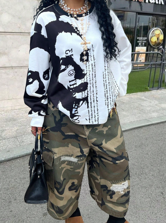 Oversized Graphic Drop Shoulder Sweatshirt