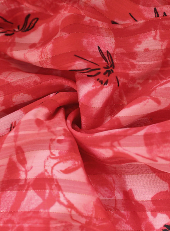 Red Floral Boho Wrap Mini Dress with Bishop Sleeves