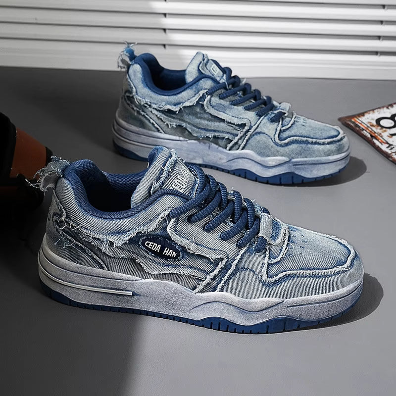 Retro Washed Denim Sneakers